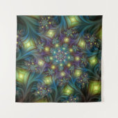 Verlichte Abstracte glanzende Blauwgroen Paarse Fr Wandkleed (Voorkant)