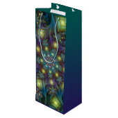 Verlichte Abstracte glanzende Blauwgroen Paarse Fr Wijn Cadeautas (Achterkant Gekanteld)