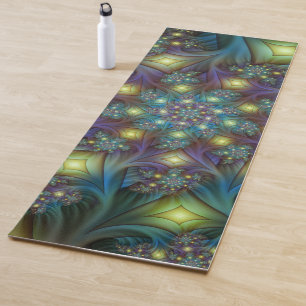 Verlichte Abstracte glanzende Blauwgroen Paarse Fr Yogamat