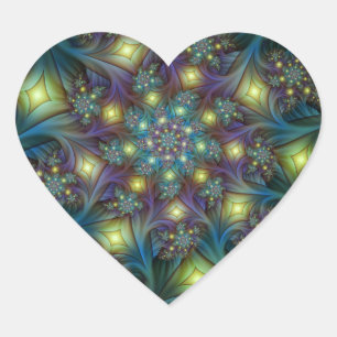 Verlichte Abstracte Glanzende Turquoise Paarse Fra Hart Sticker