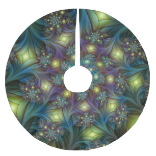 Verlichte Abstracte Glanzende Turquoise Paarse Fra Kerstboom Rok