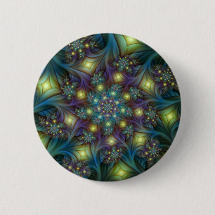 Verlichte Abstracte Glanzende Turquoise Paarse Fra Ronde Button 5,7 Cm