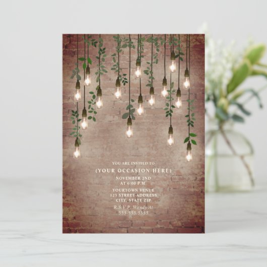 Verlichte Bakstenen Botanische Algemene Feestelijk Kaart (Staand voorkant)