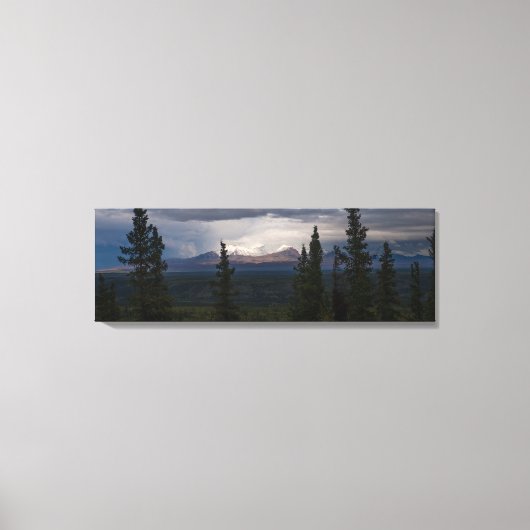 Verlichte bergen Alaska landschapsfotografie Canvas Afdruk (Voorkant)