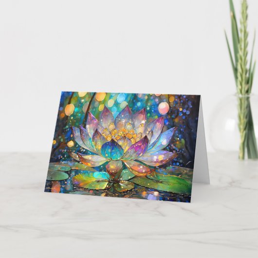 Verlichte Bloeiende Lotus Bloem Kaart (Voorkant)