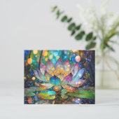 Verlichte Bloeiende Lotusbloem Briefkaart (Staand voorkant)