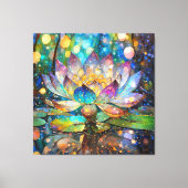 Verlichte Bloeiende Lotusbloem Canvas Afdruk (Voorkant)