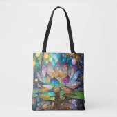 Verlichte Bloeiende Lotusbloem Tote Bag (Voorkant)