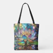 Verlichte Bloeiende Lotusbloem Tote Bag (Achterkant)