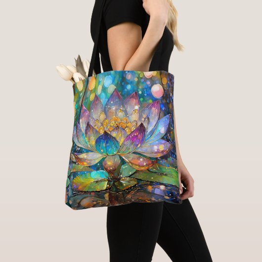 Verlichte Bloeiende Lotusbloem Tote Bag (Dichtbij)