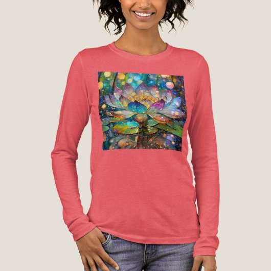 Verlichte Bloeiende Lotusbloem Tri-Blend Shirt (Voorkant)