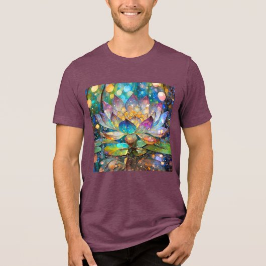 Verlichte Bloeiende Lotusbloem Tri-Blend Shirt (Voorkant)