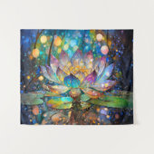 Verlichte Bloeiende Lotusbloem Wandkleed (Voorkant (horizontaal))