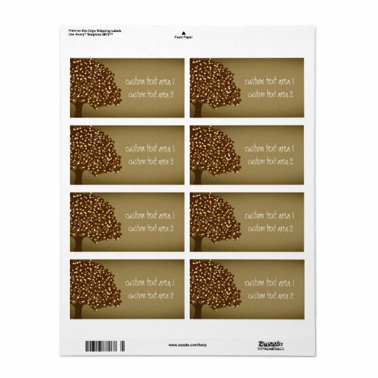 verlichte boom rustieke aangepaste verzendlabels etiket (Full Sheet)