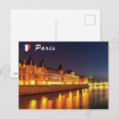 Verlichte Conciergerie 's nachts - Parijs, Frankri Briefkaart (Voorkant / Achterkant)