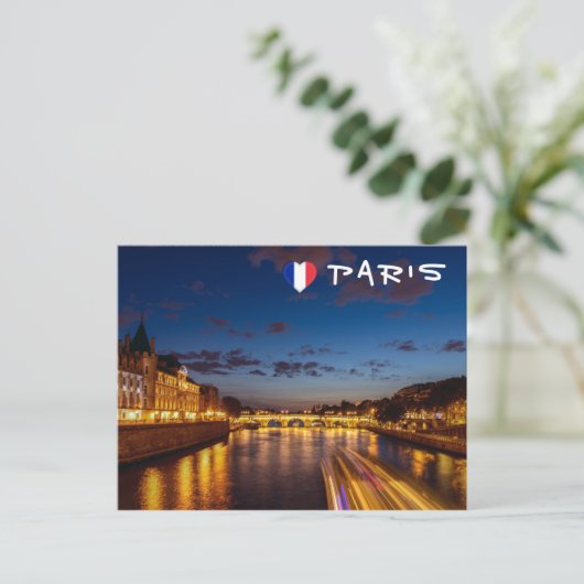 Verlichte Conciergerie 's nachts - Parijs, Frankri Briefkaart (Staand voorkant)