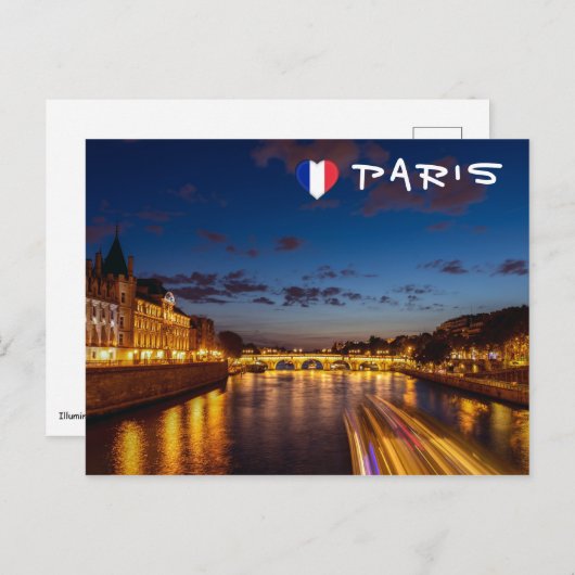 Verlichte Conciergerie 's nachts - Parijs, Frankri Briefkaart (Voorkant / Achterkant)