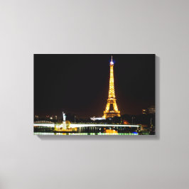 Verlichte Eiffeltoren in Parijs 's nachts Canvas Afdruk