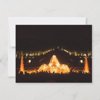 Verlichte fontein in Versailles bij nacht Briefkaart