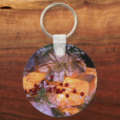 Verlichte Gift Gold Bow Christmas Holiday Sleutelh Sleutelhanger (Voorkant)