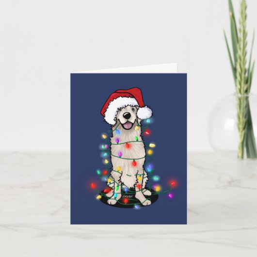 Verlichte Gouden Retriever Kerst Kaart (Voorkant)