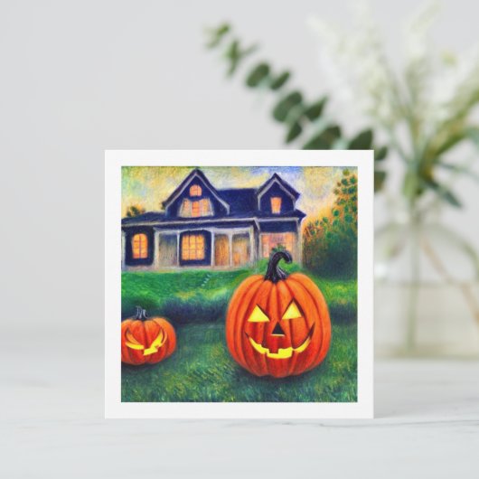 Verlichte Halloweenpompoenen Kaart (Staand voorkant)