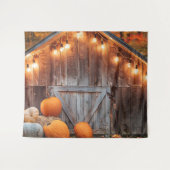 Verlichte herfst schuurdeur achtergrond wandkleed (Voorkant (horizontaal))