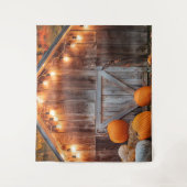 Verlichte herfst schuurdeur achtergrond wandkleed (Voorkant)