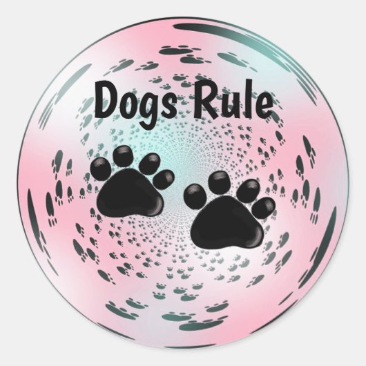 Verlichte hondenpootafdrukken ronde sticker (Voorkant)