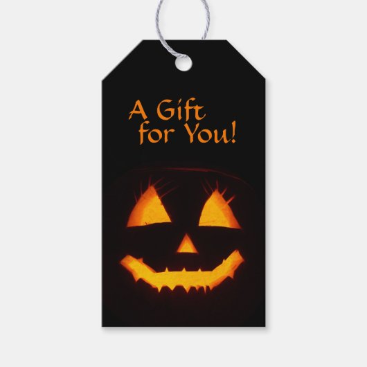 Verlichte Jack O Lantern Cadeaulabel (Voorkant)
