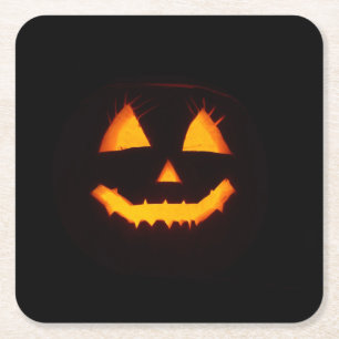 Verlichte Jack O Lantern Kartonnen Onderzetters