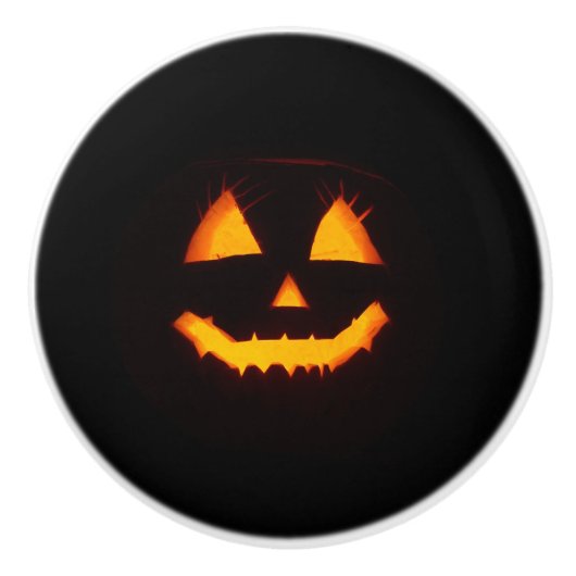 Verlichte Jack O Lantern Keramische Knop (Voorkant)