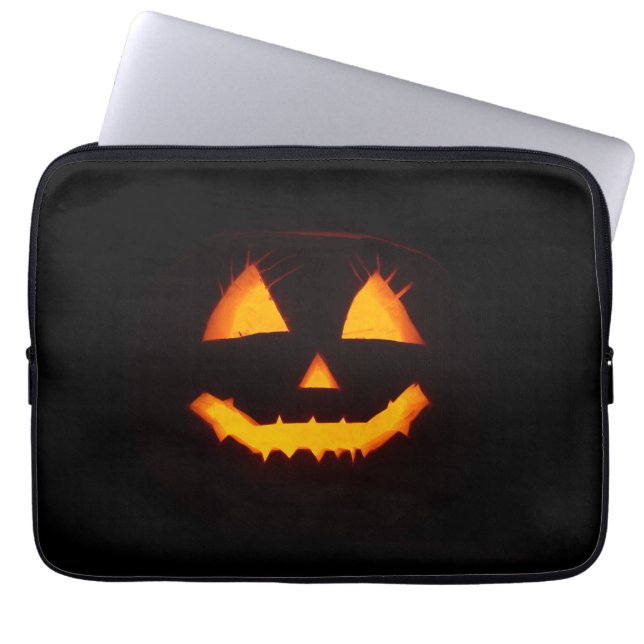 Verlichte Jack O Lantern Laptop Sleeve (Voorkant)