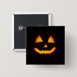 Verlichte Jack O Lantern Vierkante Button 5,1 Cm