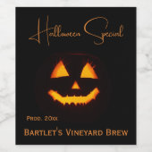 Verlichte Jack O Lantern Wijn Etiket (Enkel label)