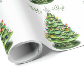 verlichte keramische kerstboom cadeaupapier (Rol Hoek)