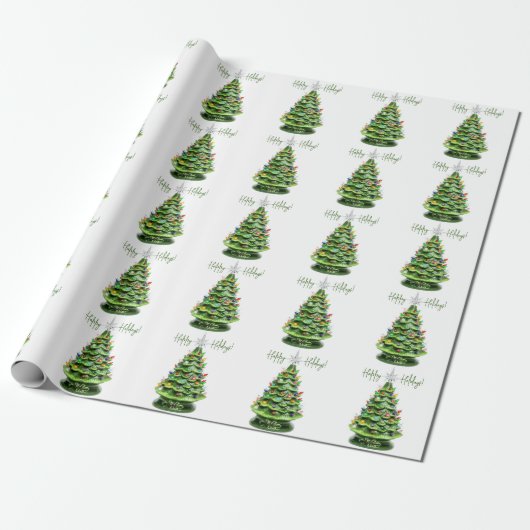  verlichte keramische kerstboom cadeaupapier (Uitgerold)