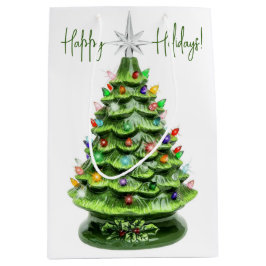  verlichte keramische kerstboom cadeauzak medium cadeauzakje