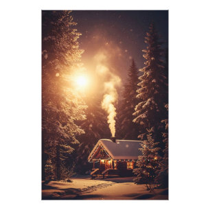 Verlichte Kerst Refuge Foto Afdruk