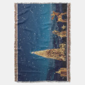 Verlichte kerstboom: schemering binnenplaats. deken (Voorkant Verticaal)