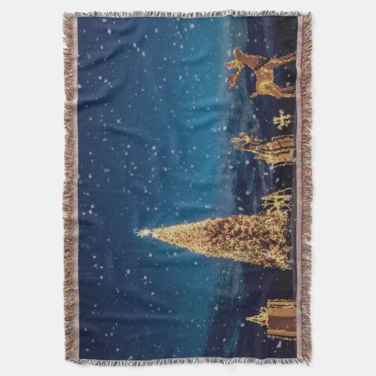 Verlichte kerstboom: schemering binnenplaats. deken (Voorkant Verticaal)