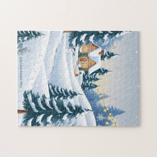 verlichte kerststad legpuzzel (Horizontaal)