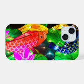 Verlichte Koi iPhone 15 Case (Achterkant horizontaal)