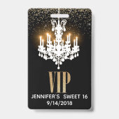 Verlichte Kroonluchter Sweet 16 Feest VIP Badge (Voorzijde)