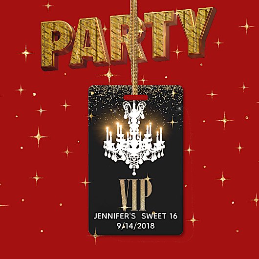 Verlichte Kroonluchter Sweet 16 Feest VIP Badge