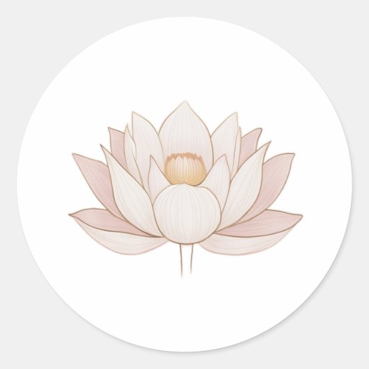 Verlichte Lotus: minimalistisch symbool van zuiver Ronde Sticker (Voorkant)
