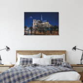Verlichte Notre Dame de Paris kathedraal Canvas Afdruk (Insitu (Slaapkamer))