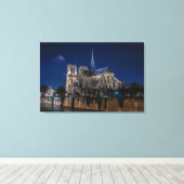 Verlichte Notre Dame de Paris kathedraal Canvas Afdruk (Insitu (Houten vloer))