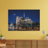 Verlichte Notre Dame de Paris kathedraal Canvas Afdruk (Insitu (Woonkamer))