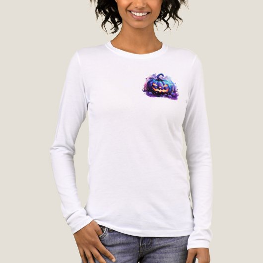 Verlichte Paarse Pompoen Tri-Blend Shirt (Voorkant volledig)